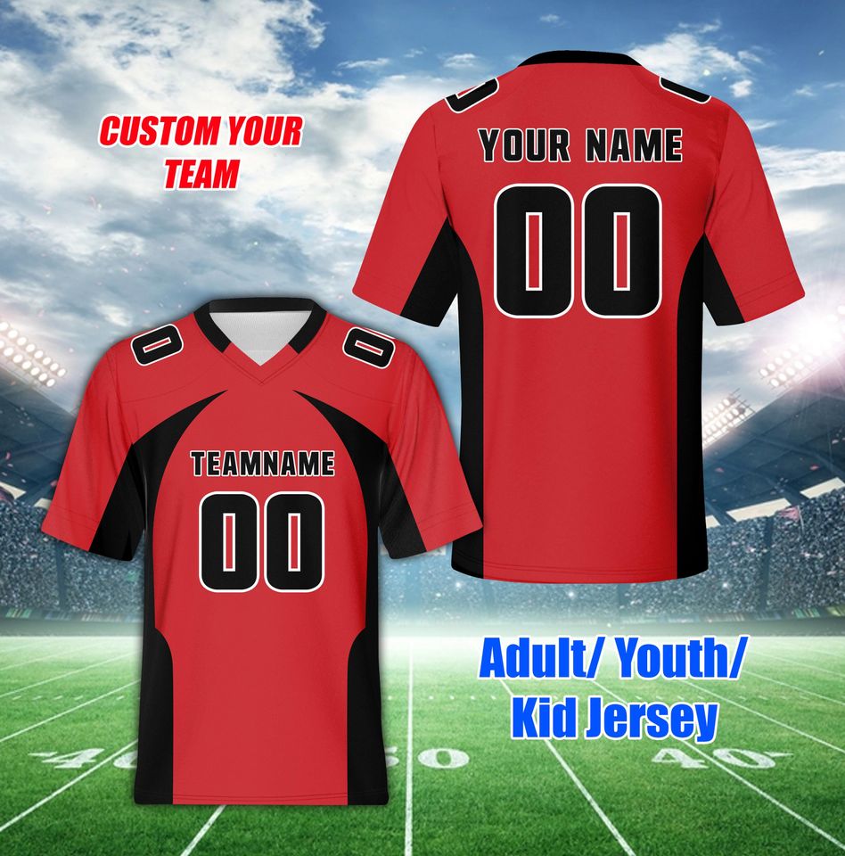 Personalized Name Football Team Jersey, Custom Color College Football Jersey, Game Day Jersey