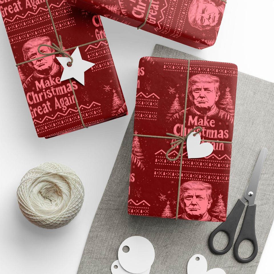 Red Make Christmas Great Again, maga, Wrapping Paper - Holiday Gift Wrap for Joyful Celebrations