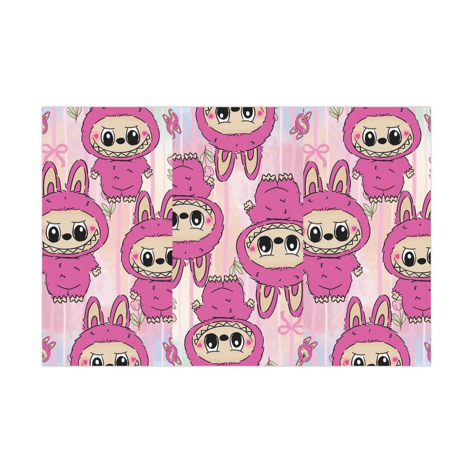 Labubu Gift Wrap: Pink Charming Artisan Wrapping Paper