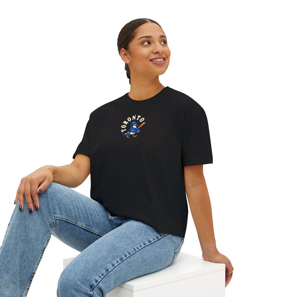 Toronto Vintage Blue Jay Womens Boxy Tee - Retro Cropped T-Shirt