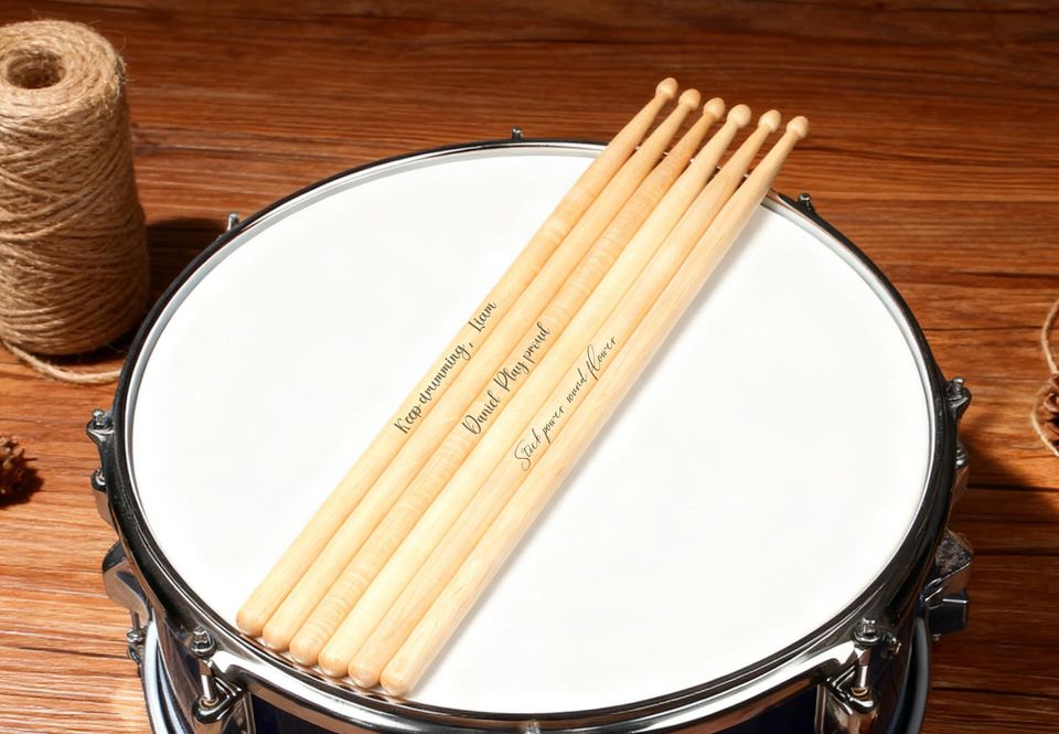 Personalized Premium Maple Drumsticks - Custom Handcrafted Engraved Drumming Gear