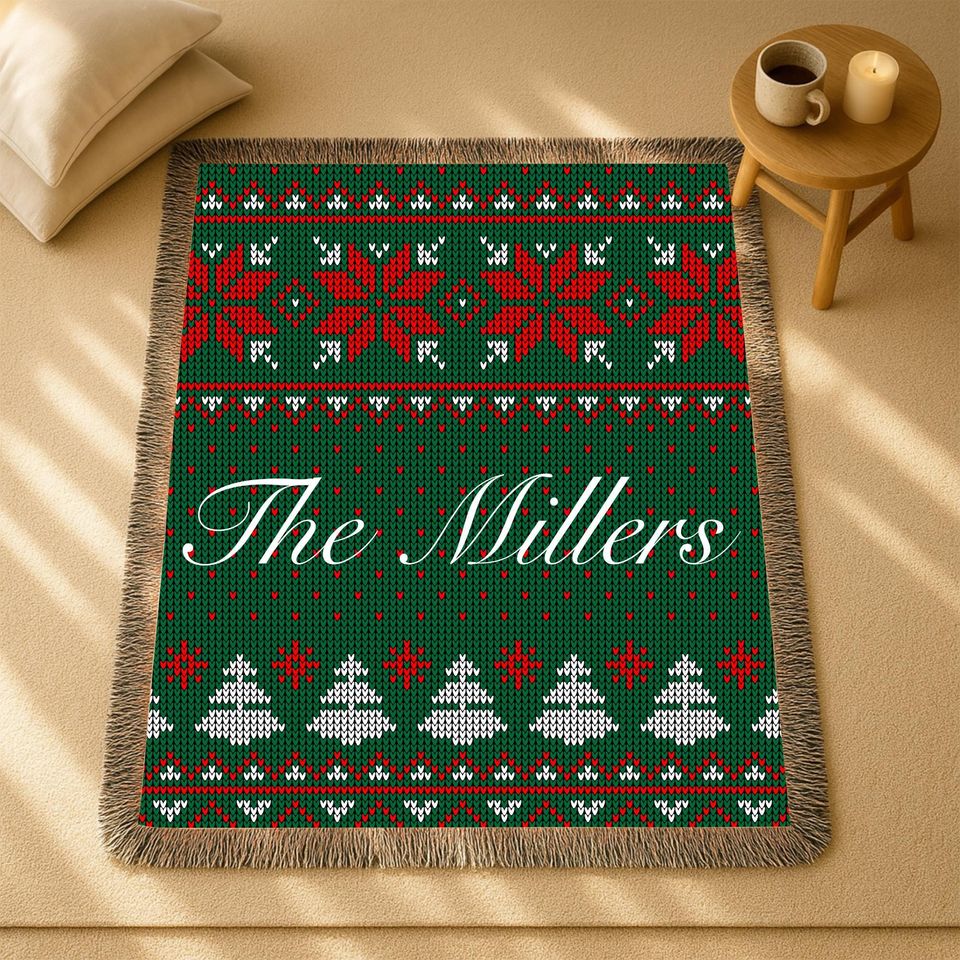 Woven Blanket,personalized christmas Woven Blanket, christmas Gift for Family, Winter Decor, Holiday Blanket