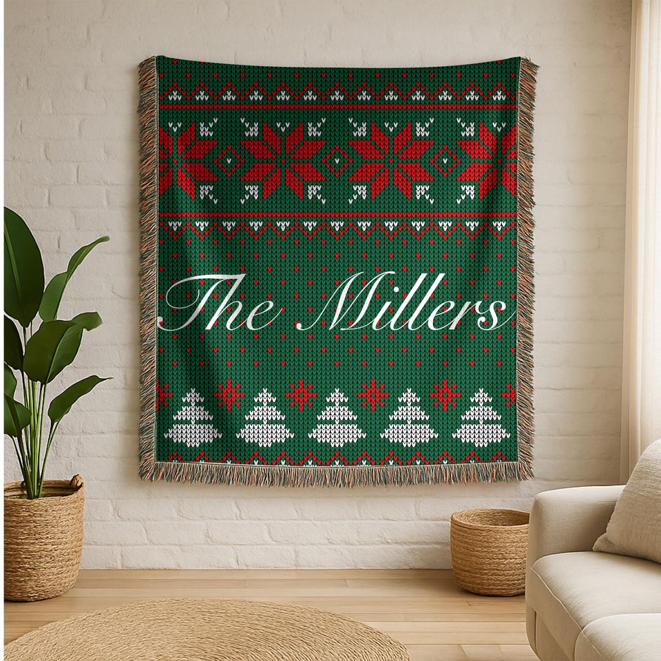 Woven Blanket,personalized christmas Woven Blanket, christmas Gift for Family, Winter Decor, Holiday Blanket