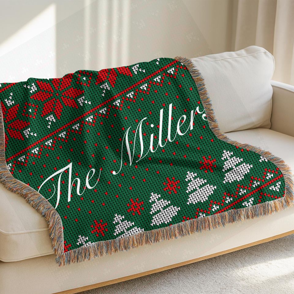 Woven Blanket,personalized christmas Woven Blanket, christmas Gift for Family, Winter Decor, Holiday Blanket