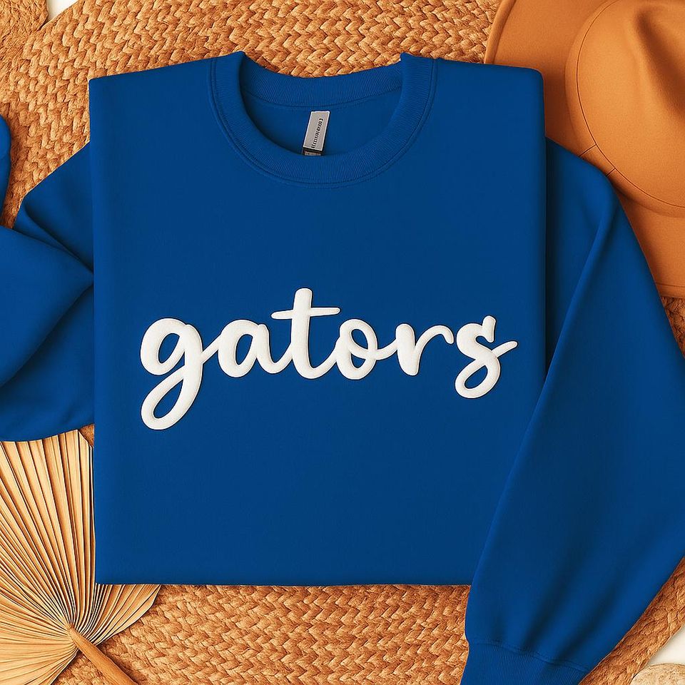 Grin Embossed Sweatshirt, Puff Print Holiday Crewneck