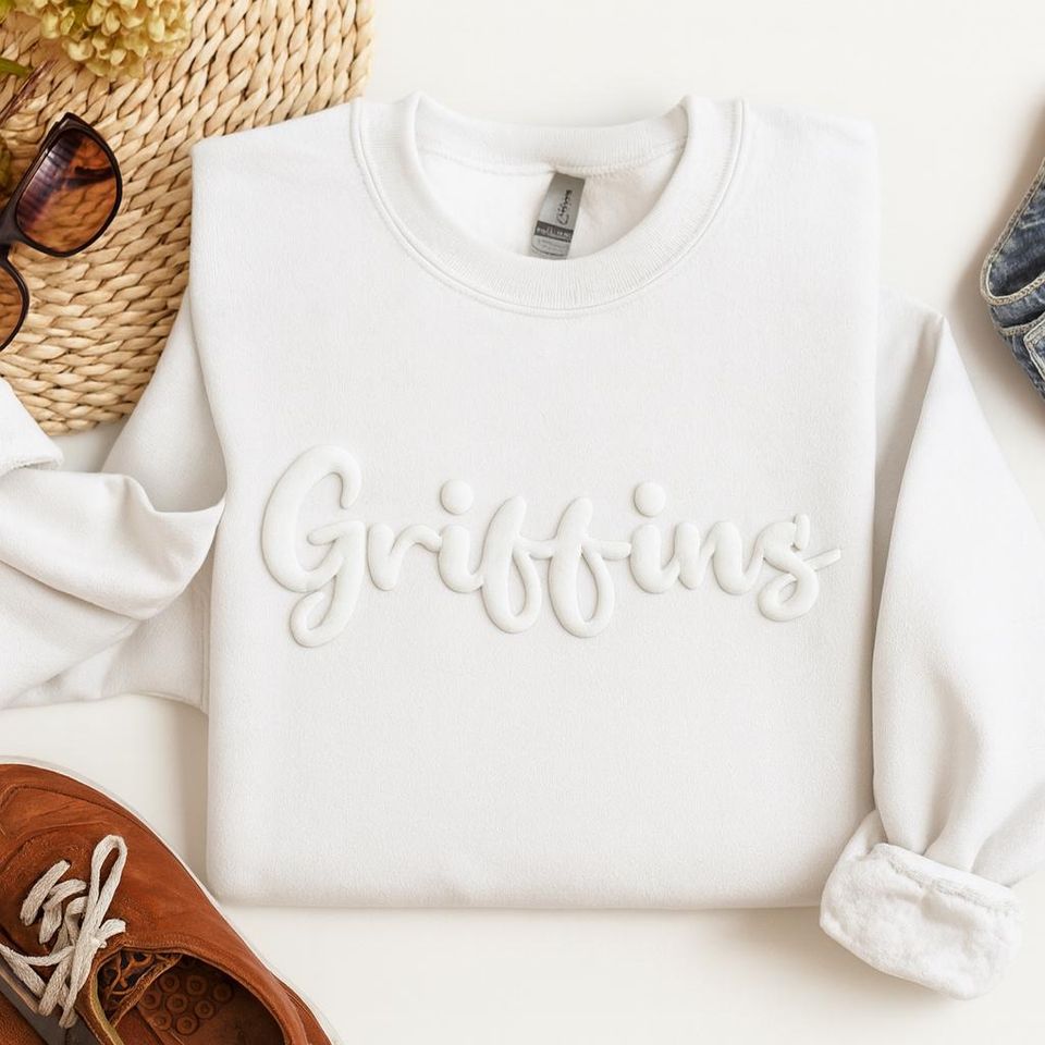 Grin Embossed Sweatshirt, Puff Print Holiday Crewneck