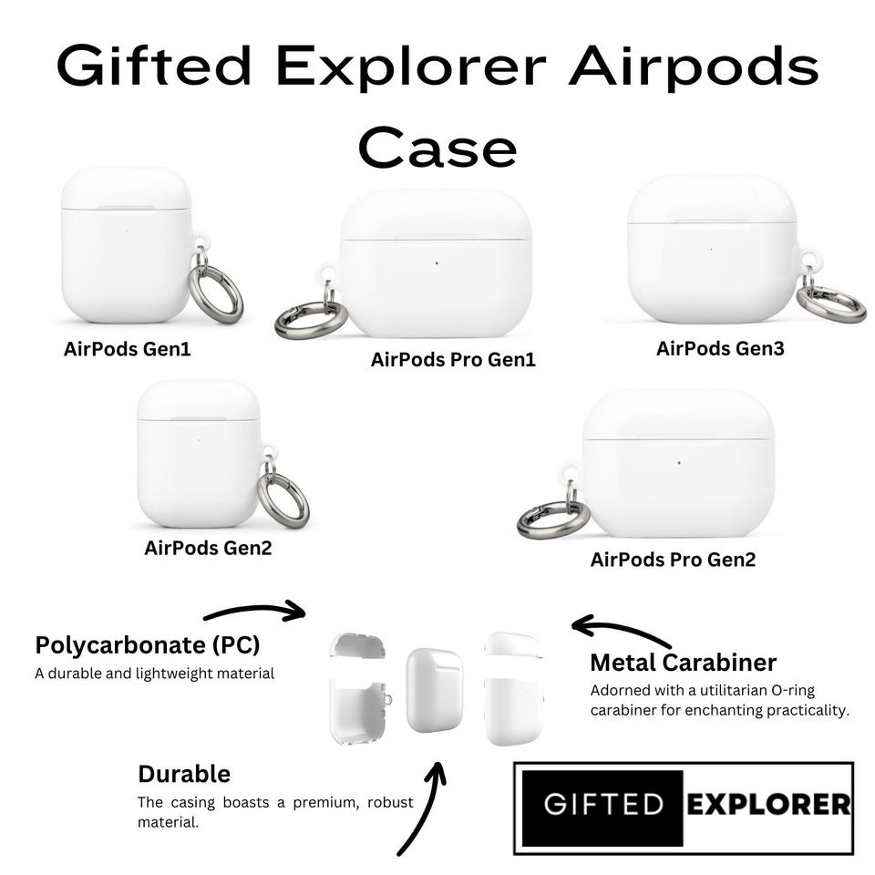 Floral Design AirPods Case, Protective AirPods Cover, Impact Absorbing AirPods Case with Carabiner, Wireless Charging Compatible