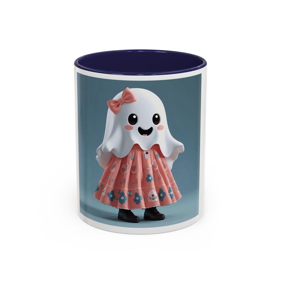 Cute Ghost Coffee Mug, Whimsical Halloween Mug, Fun Gift for Kids & Adults, Spooky Decor, Tea Cup, Accent Mug