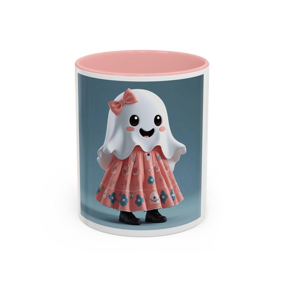Cute Ghost Coffee Mug, Whimsical Halloween Mug, Fun Gift for Kids & Adults, Spooky Decor, Tea Cup, Accent Mug