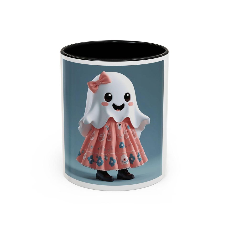 Cute Ghost Coffee Mug, Whimsical Halloween Mug, Fun Gift for Kids & Adults, Spooky Decor, Tea Cup, Accent Mug