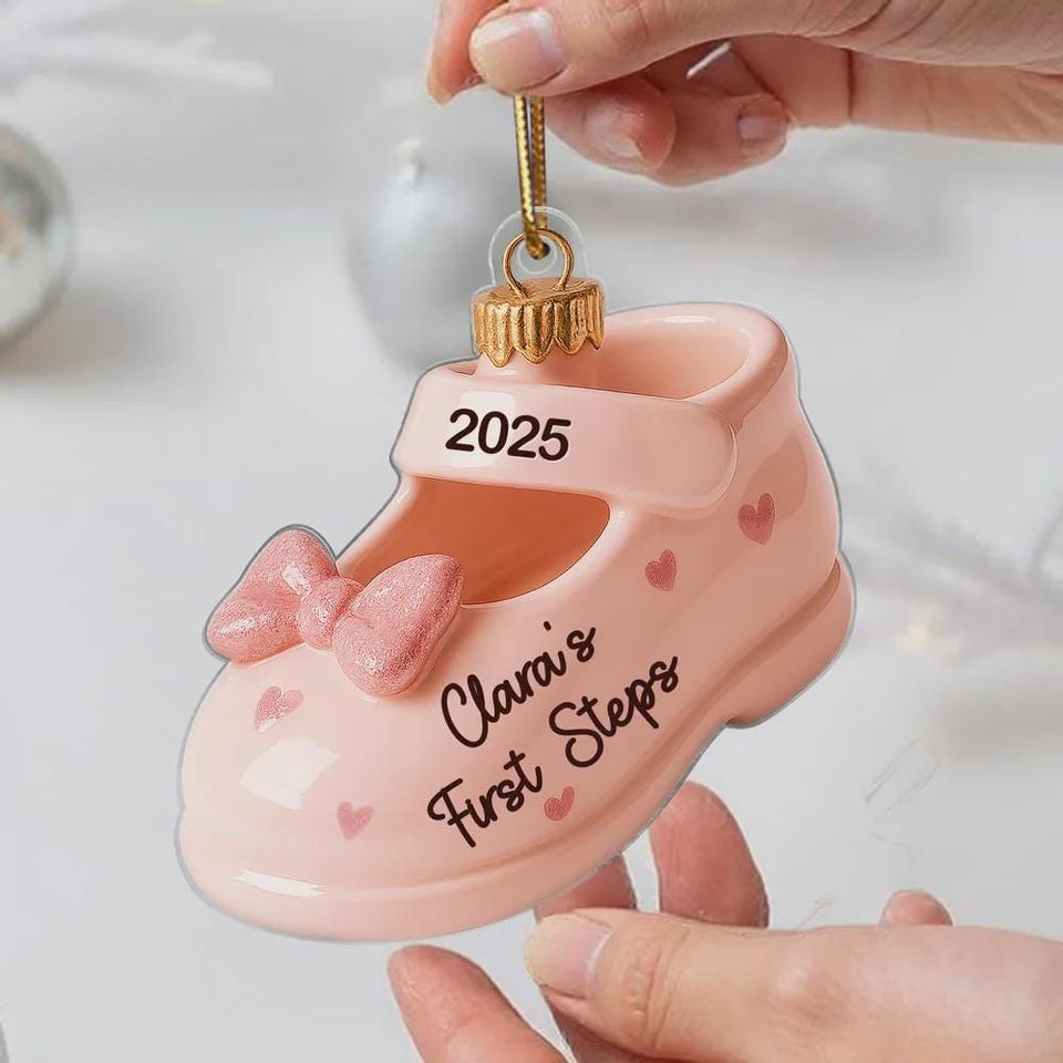 Baby's First Steps Ornament: Acrylic Christmas Keepsake