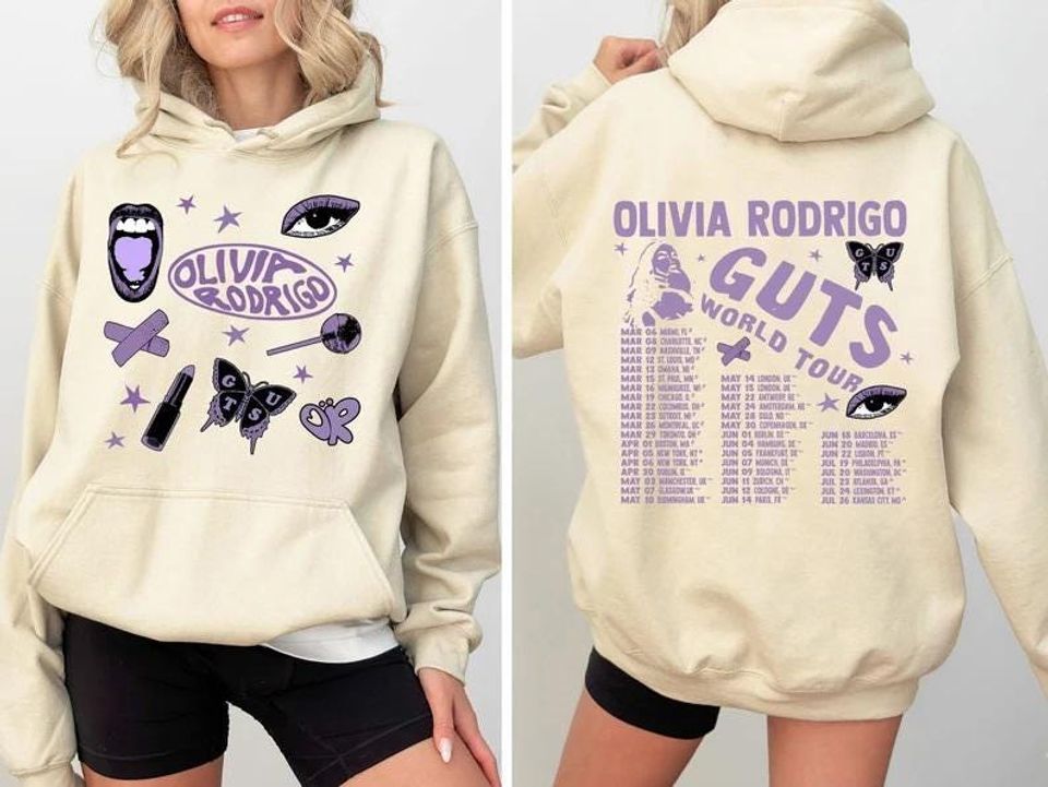 Olivia Rodrigo Guts Tour 2025 Hoodie - Double Sided Hoodie