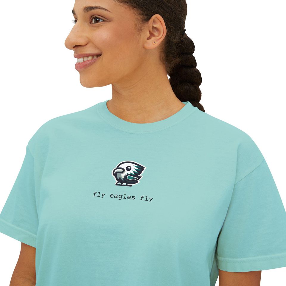 Fly eagles fly adorable logo Flowy Cropped Tee