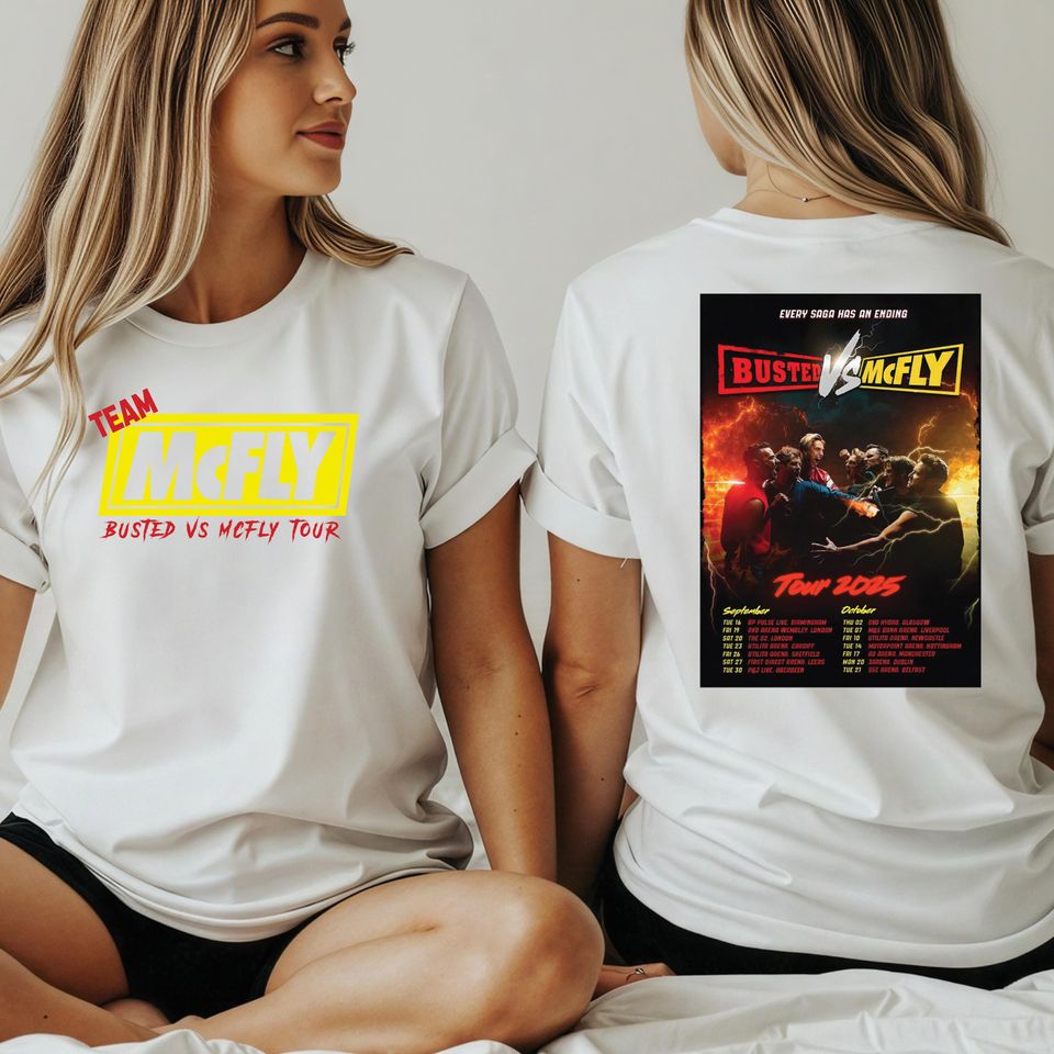 Busted vs McFly Tshirt, McFLY Tshirt, Busted Band Tshirt, Concert Announced Tee, McFly Concert Tee, Pop rock TShirt, Music Concert Tee