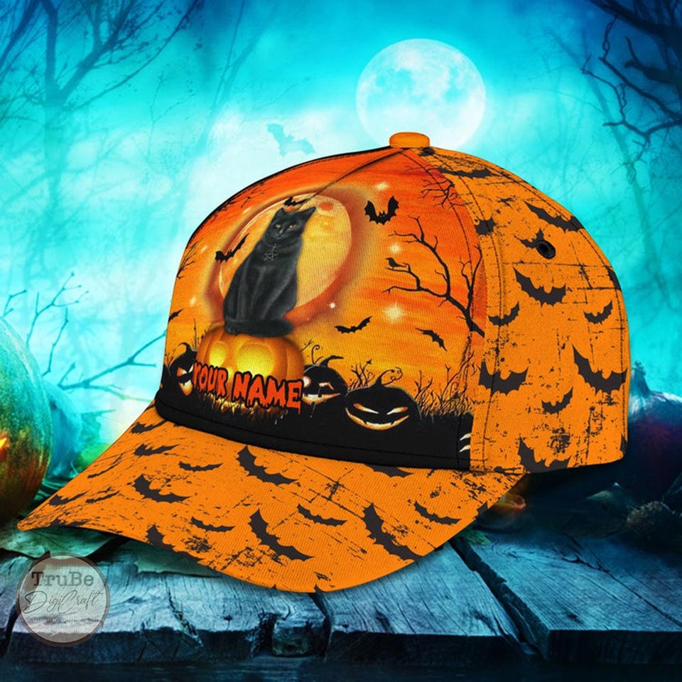 Personalized Black Cat Halloween Baseball Cap