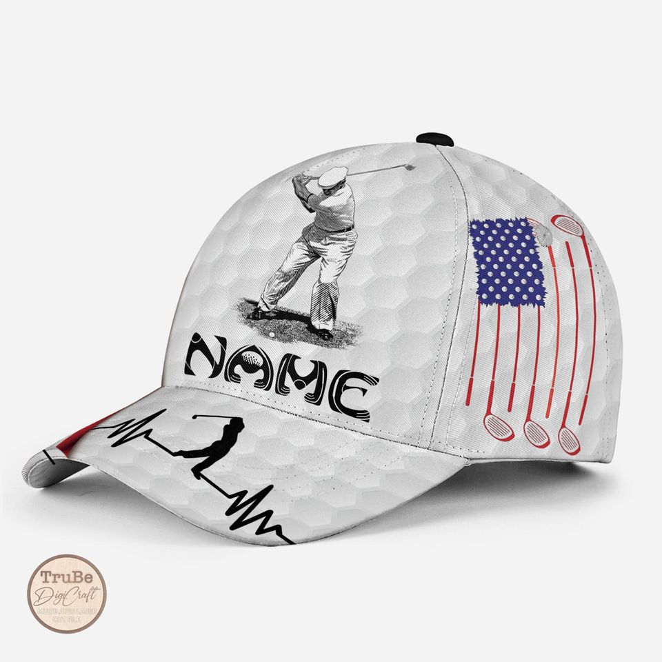 Personalized Golf US Flag Baseball Cap