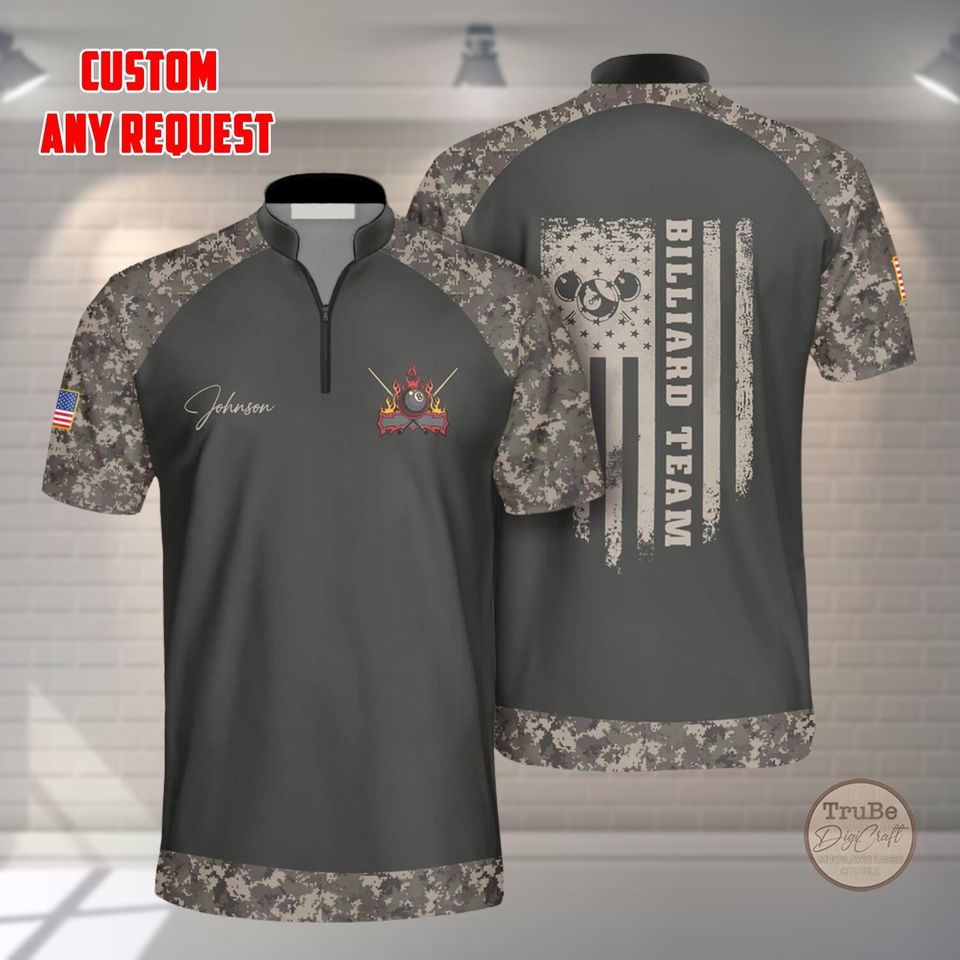 Personalized Camo Billiard Polo Shirt: Custom Team Uniform