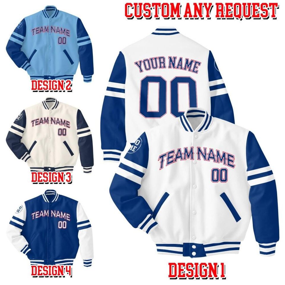Personalized Texas Baseball Team Multi Color Varsity Jacket, Custom Logo Team Name Number Jacket, Team Baseball Jacket