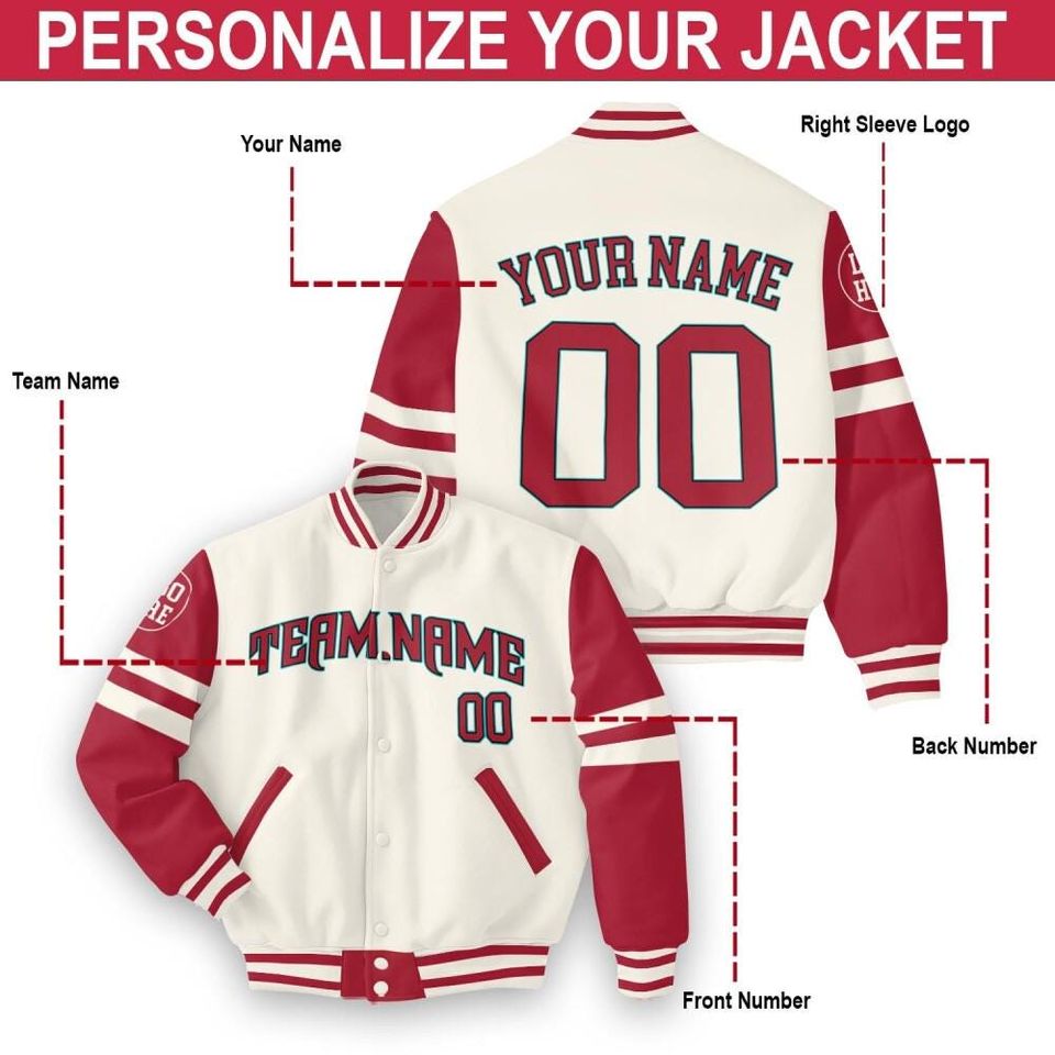 Personalized Arizonna Baseball Team Multi Color Varsity Jacket, Custom Logo Team Name Number Jacket, Team Baseball Jacket