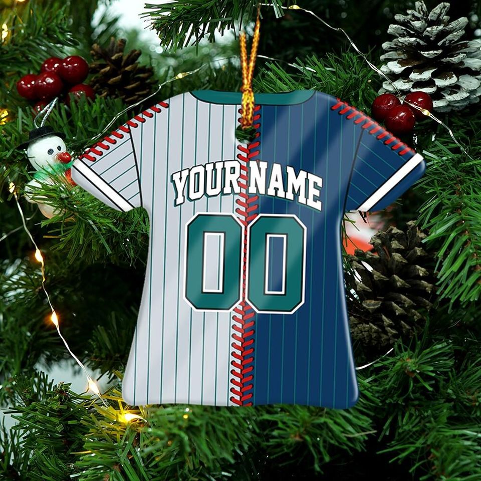 Seattle Mariners Champions Throwback Jersey Ceramic Ornament  Personalized Handmade Gift, Custom Name & Number