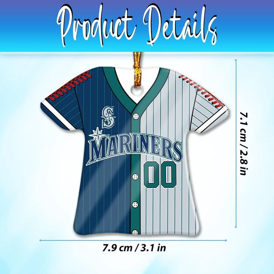 Seattle Mariners Champions Throwback Jersey Ceramic Ornament  Personalized Handmade Gift, Custom Name & Number