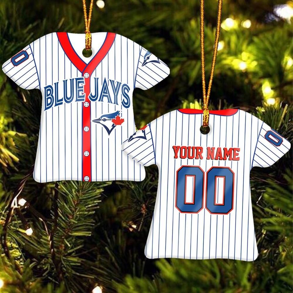 Toronto Blue Jays Champions Throwback Jersey Ceramic Ornament  Personalized Handmade Gift, Custom Name & Number