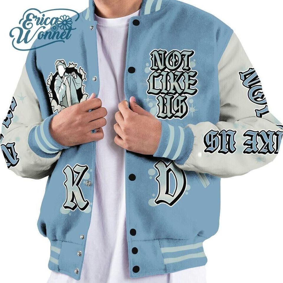 Varsity Jacket To Match Blue 2025 4s - None Like Us All Over Print Varsity Jacket