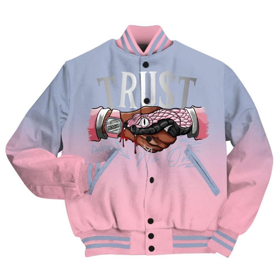 Dunkare Varsity Jacket To Match AJ 5 Retro 35th Anniversary 5s - Trust No One Drip All Over Print