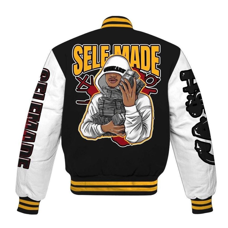 Varsity Jacket To Match White Taxi 12s - Selfmade Unique All Over Print Varsity Jacket