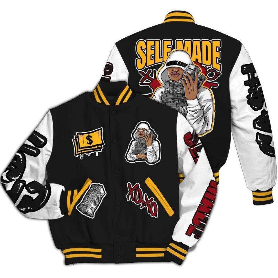 Varsity Jacket To Match White Taxi 12s - Selfmade Unique All Over Print Varsity Jacket
