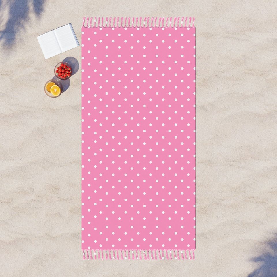 Pink Polka Dot Boho Beach Cloth
