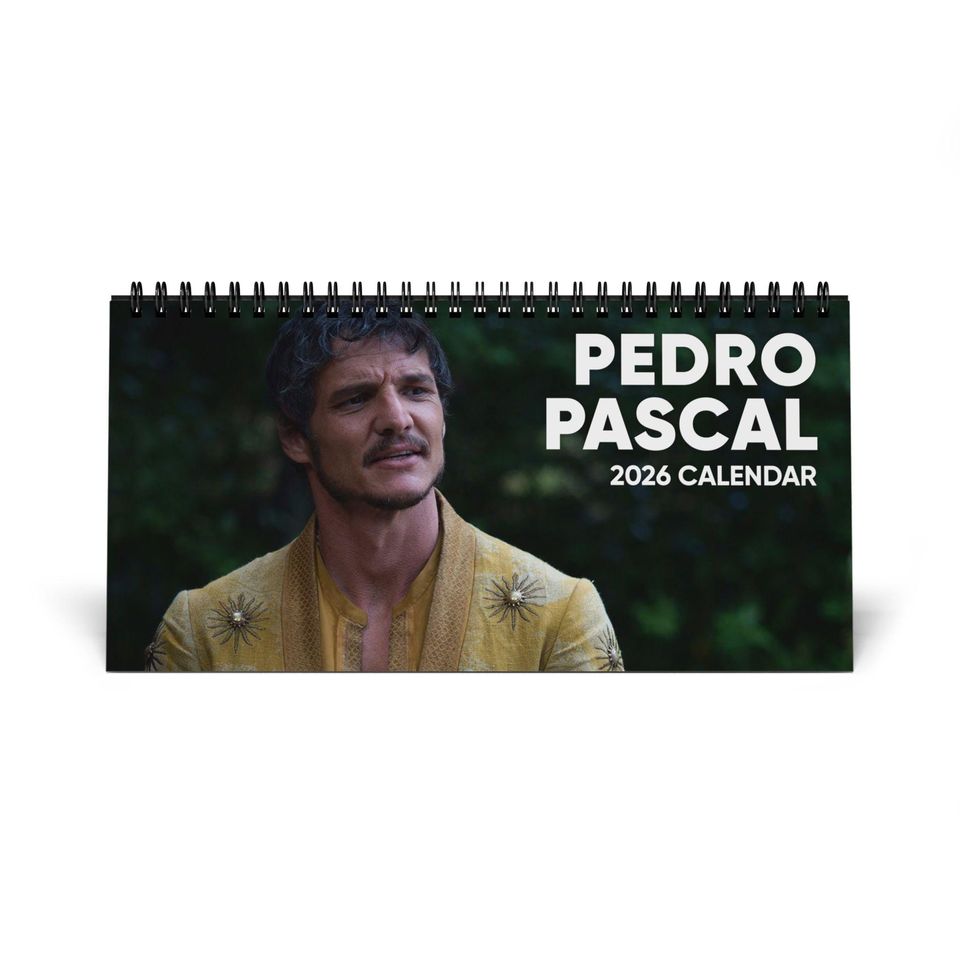 Pedro Pascal Desktop Calendar (2026 grid), Pedro Pascal Calendar, Pedro Pascal Fan gifts