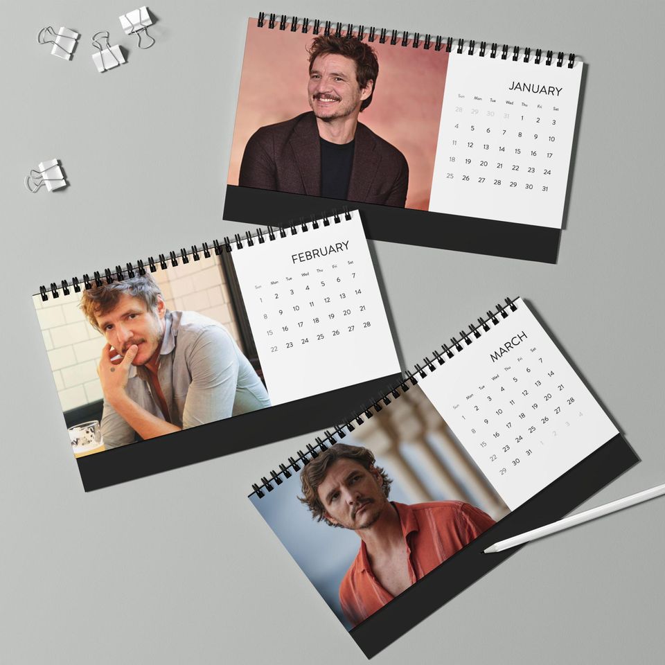 Pedro Pascal Desktop Calendar (2026 grid), Pedro Pascal Calendar, Pedro Pascal Fan gifts