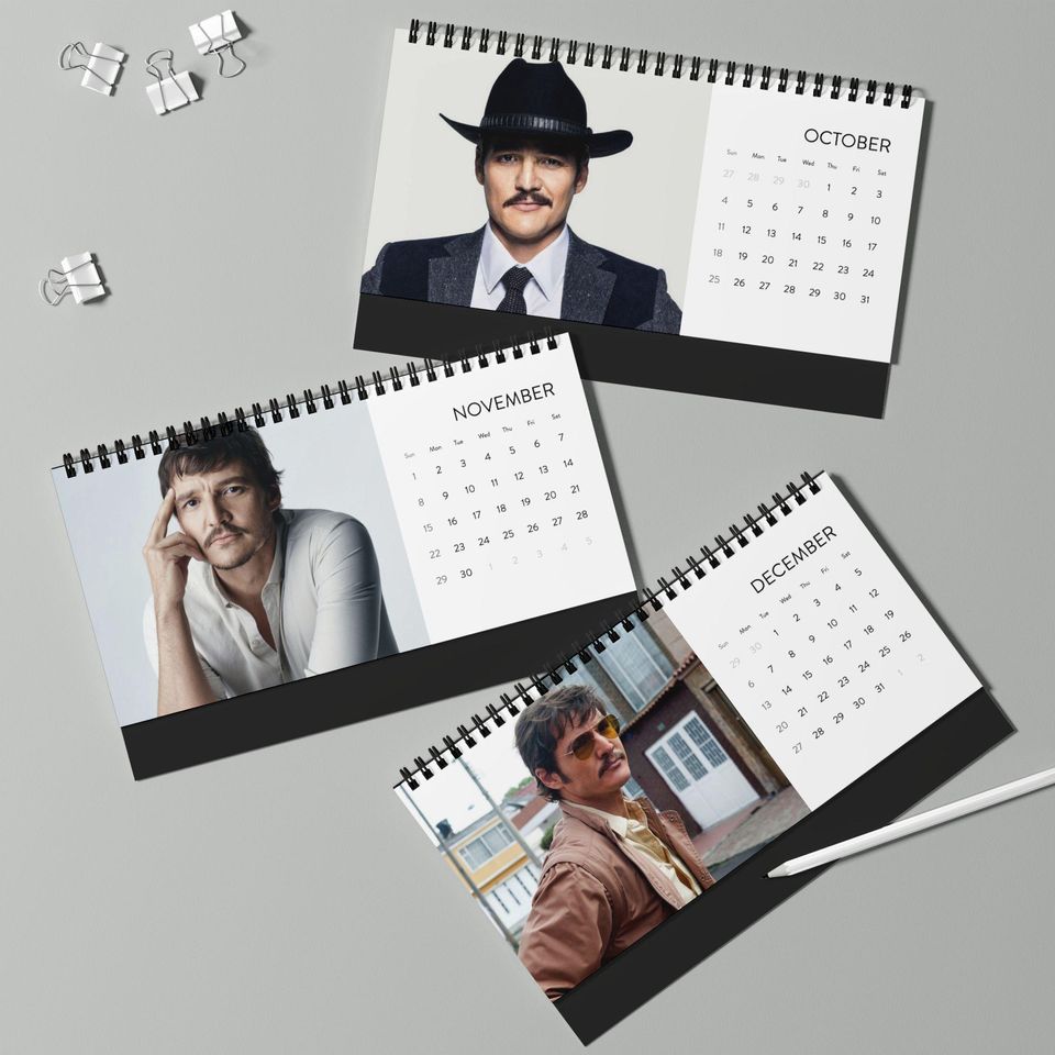 Pedro Pascal Desktop Calendar (2026 grid), Pedro Pascal Calendar, Pedro Pascal Fan gifts