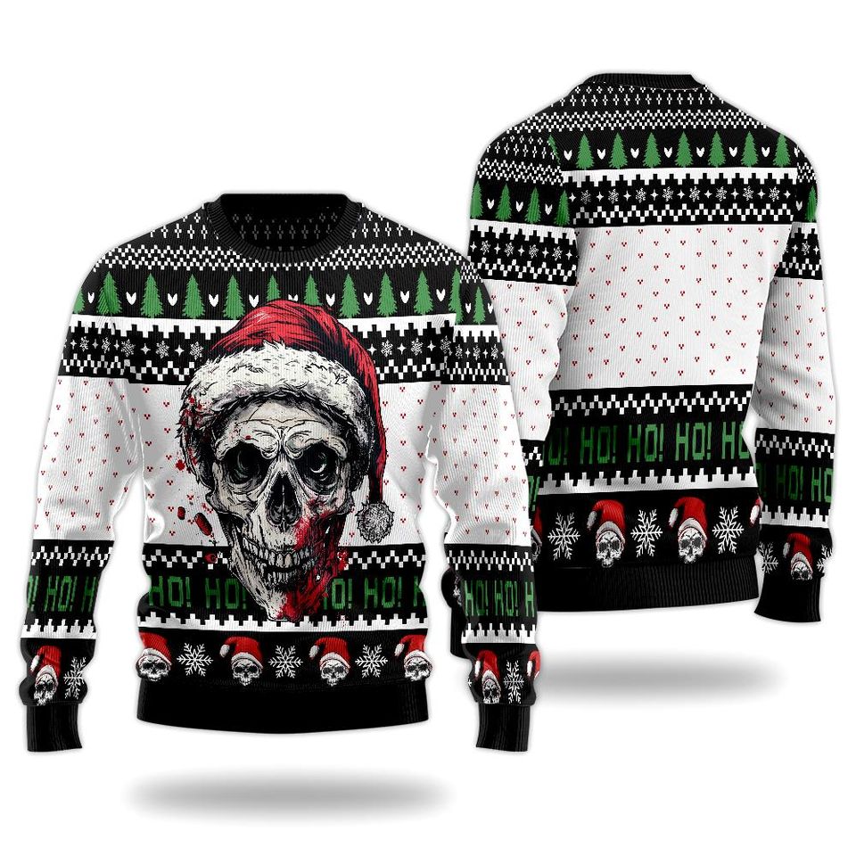 Skull Ugly Christmas Sweater, Horror Santa Sweatshirt, Halloween Ugly Sweatshirt, Spooky Season Outfit, Xmas Gift