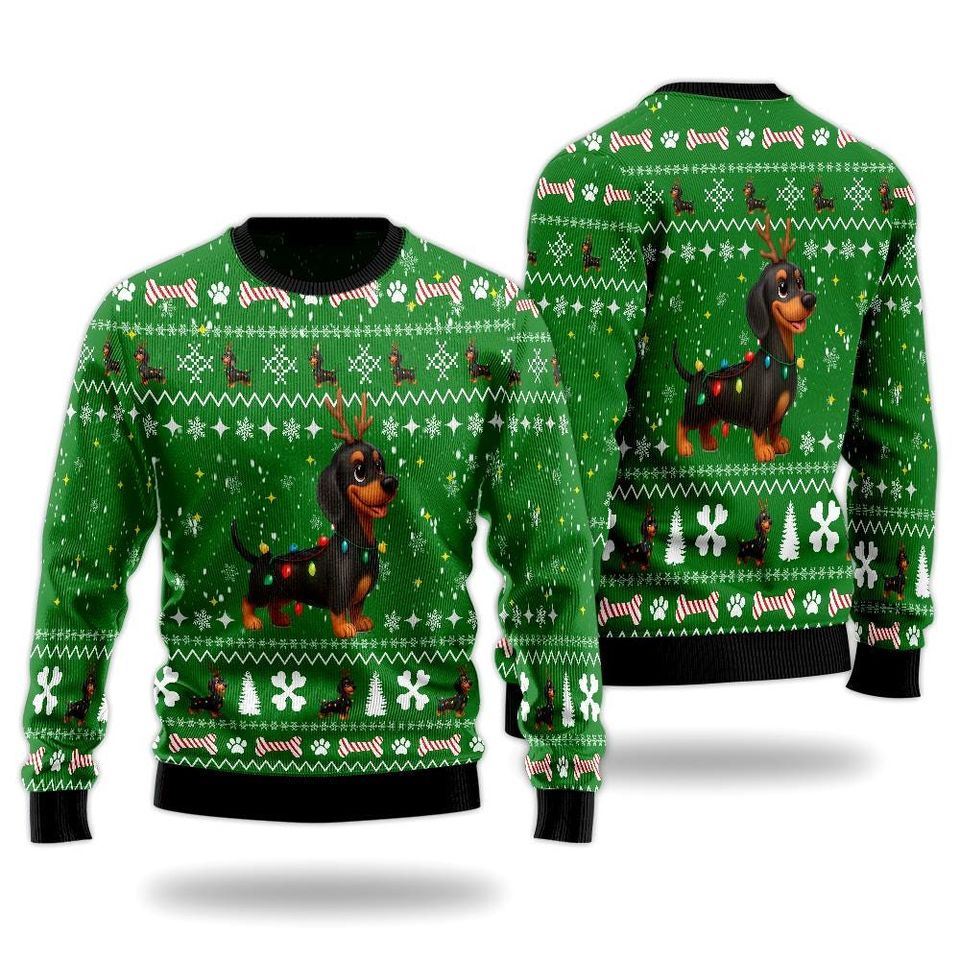 Dachshund Ugly Christmas Sweater, Cute Dog Outfit, Pet Xmas Ugly Sweatshirt, Winter Festive Ugly Sweatshirt, Gift for Pet Lovers