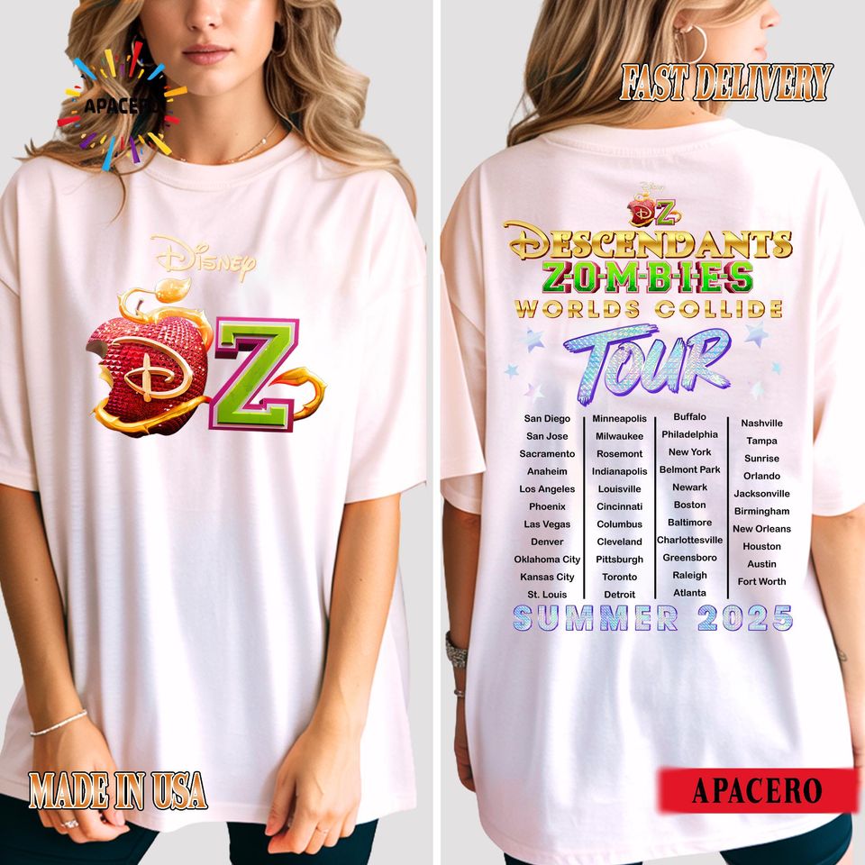 Descendants Zombies Tour Shirt, Descendants x Zombies Worlds Collide Tee, Summer 2025 Concert T-Shirt, DisneyChannel Fan Gift