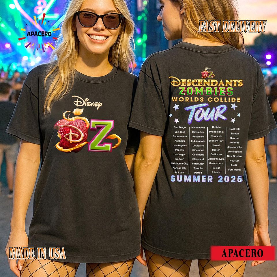 Descendants Zombies Tour Shirt, Descendants x Zombies Worlds Collide Tee, Summer 2025 Concert T-Shirt, DisneyChannel Fan Gift