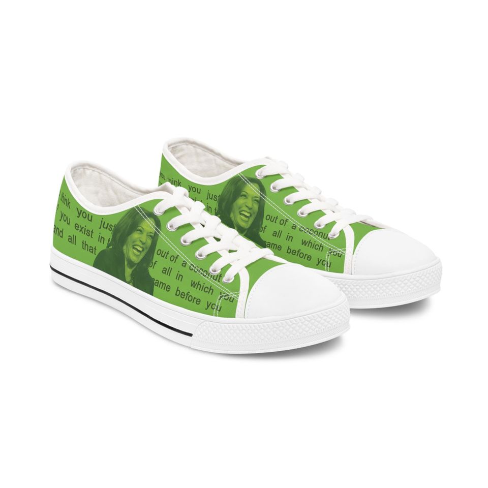 Kamala Lime Green Low Top Sneakers, Coconut Tree and BRAT Summer