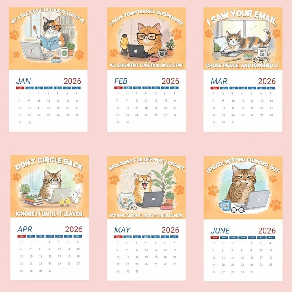 Office Cats 2026 Desk Calendar ,Cute Cat Monthly Planner, Funny Work Theme Gift, Cat Lover Gift