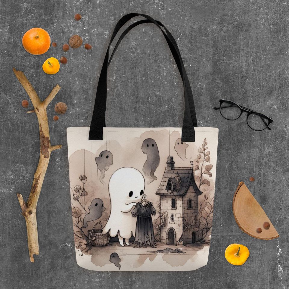 Cute Halloween Tote Bag Spooky Cute Ghost Girl