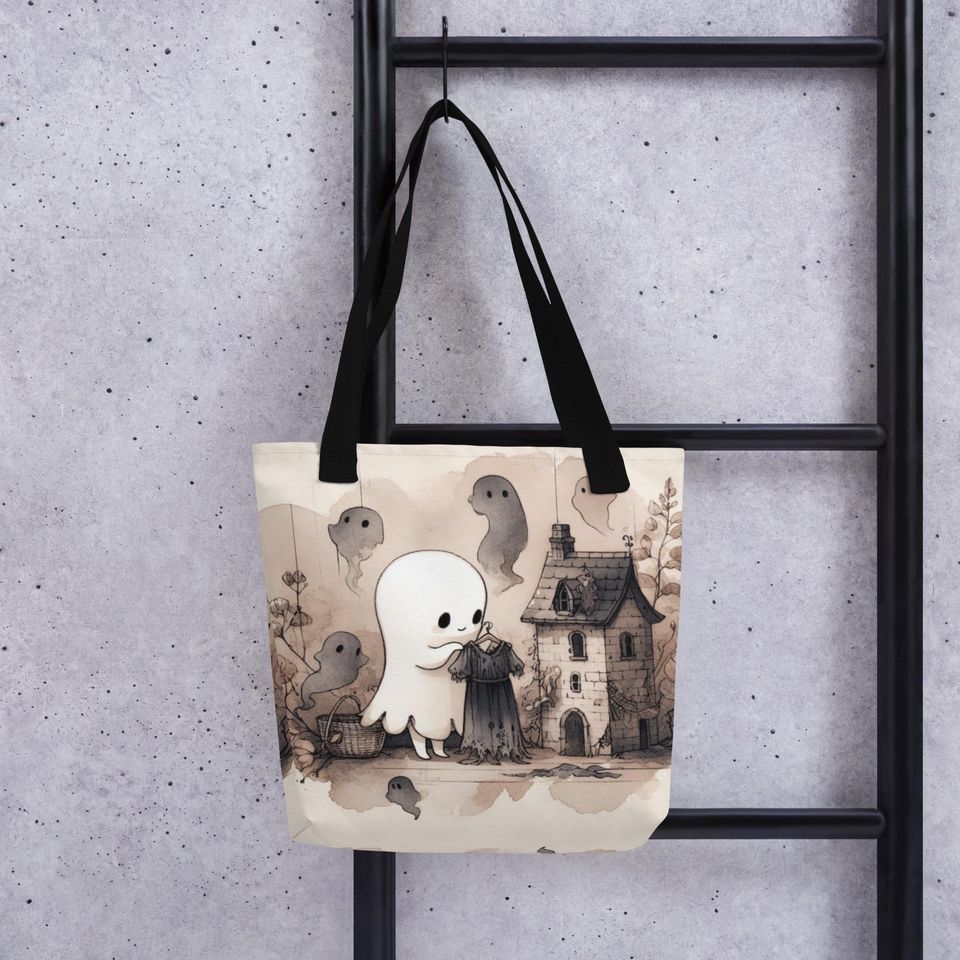 Cute Halloween Tote Bag Spooky Cute Ghost Girl