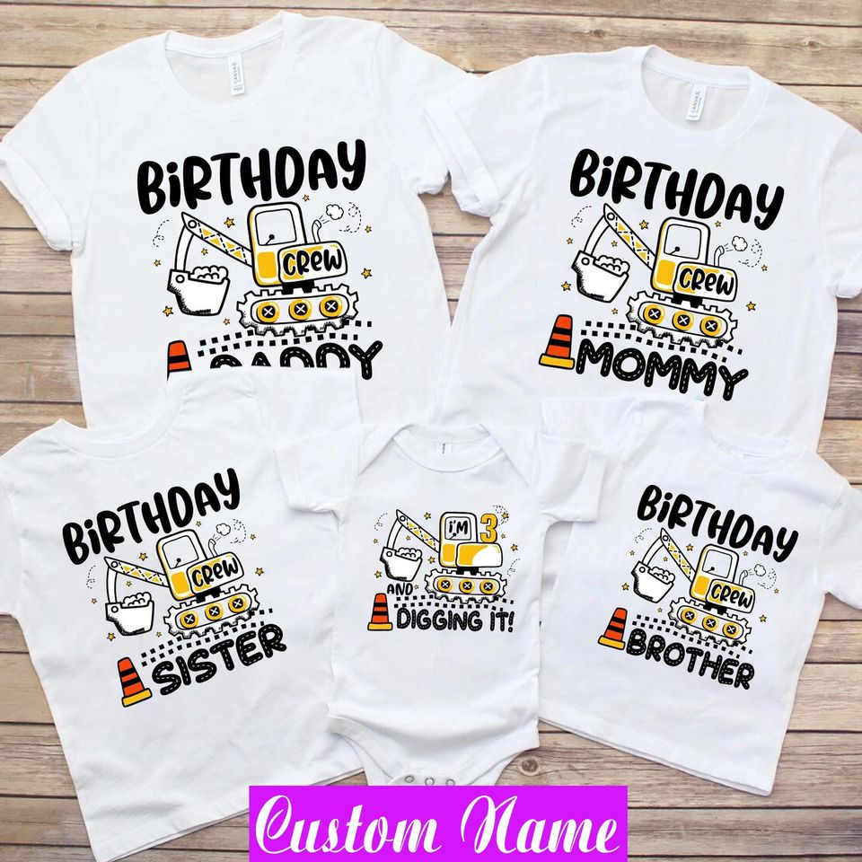 Construction Birthday Family Shirts: Personalized Matching Outfits