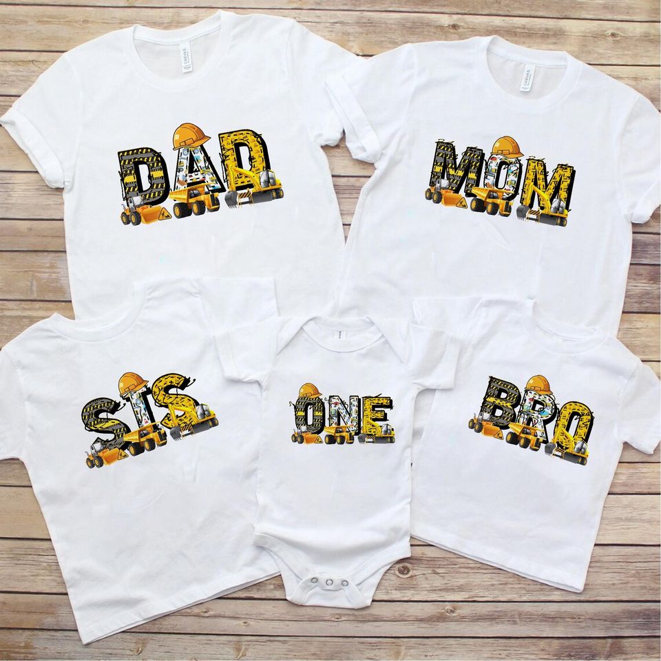 Construction Family Matching Birthday Shirts