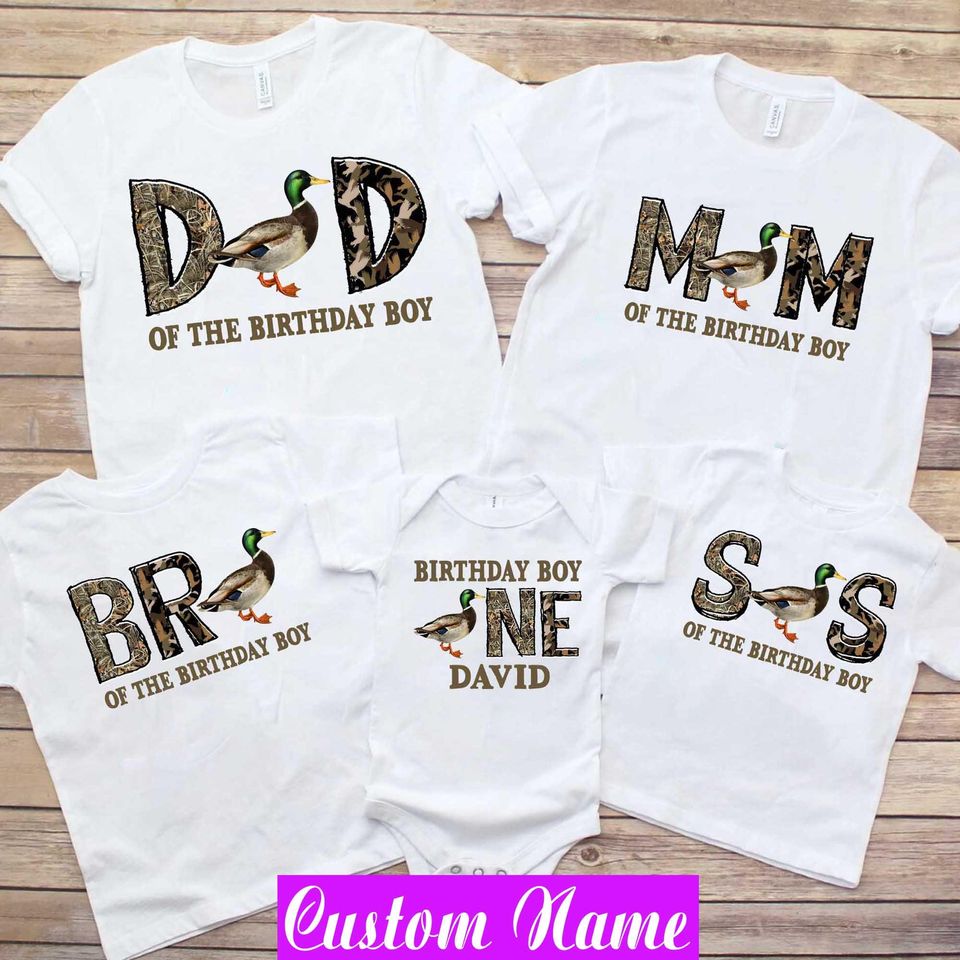 Hunting Birthday Shirt: Camo Duck Party, Personalized