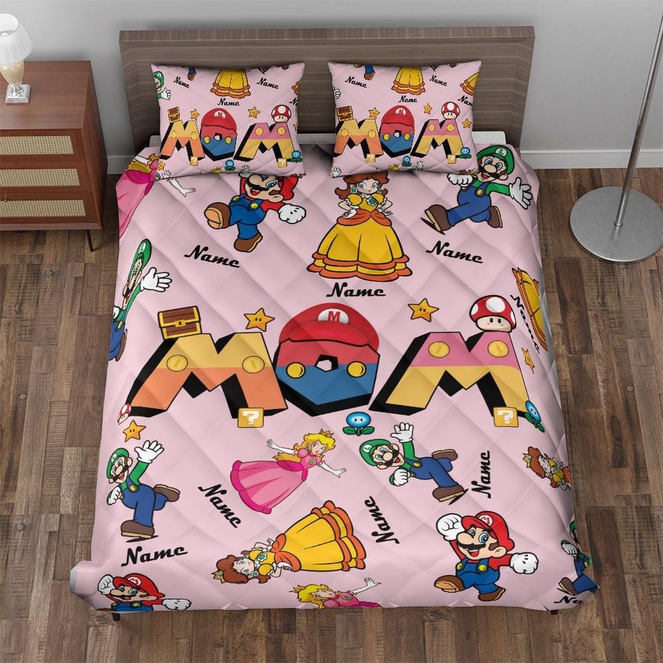 Custom Mario Character Bedding Set, Mario Bedding Set, Mother's Day Gift