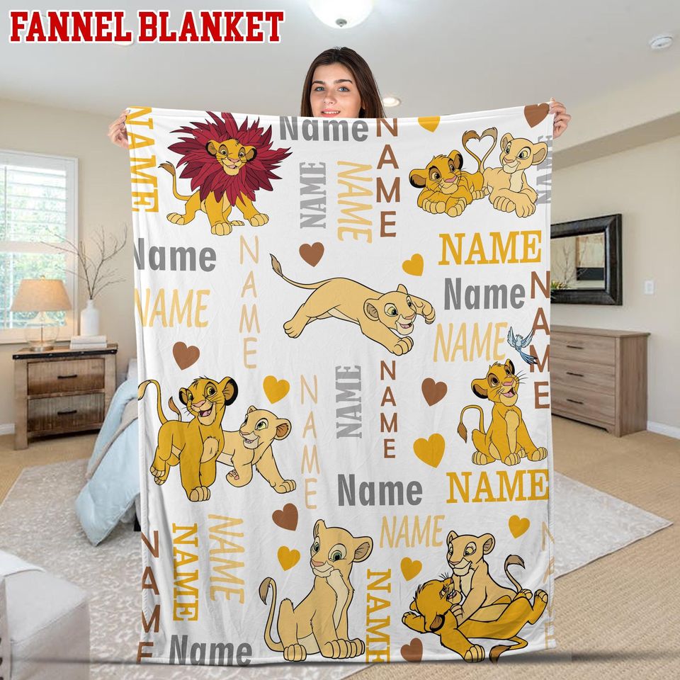 Personalized Baby Simba Blanket: Lion King Fleece, Custom Name