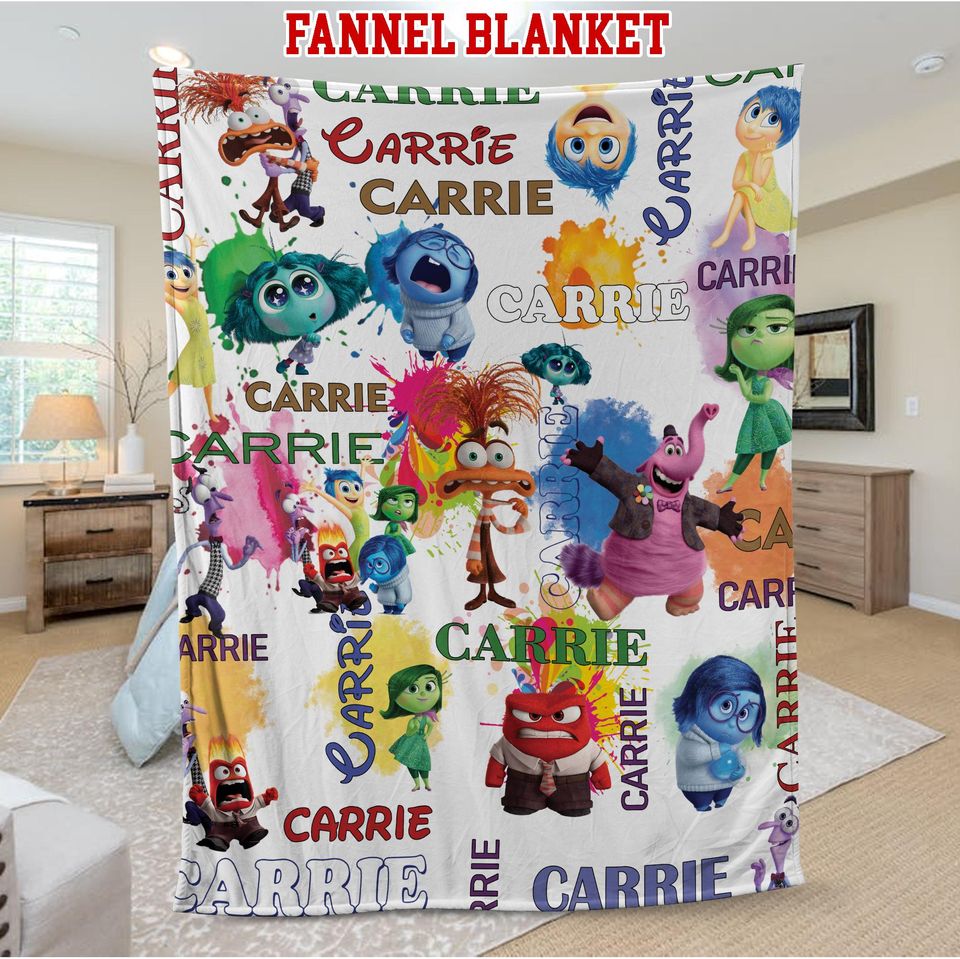 Personalized Inside Out 2 Blanket, Custom Name Blanket