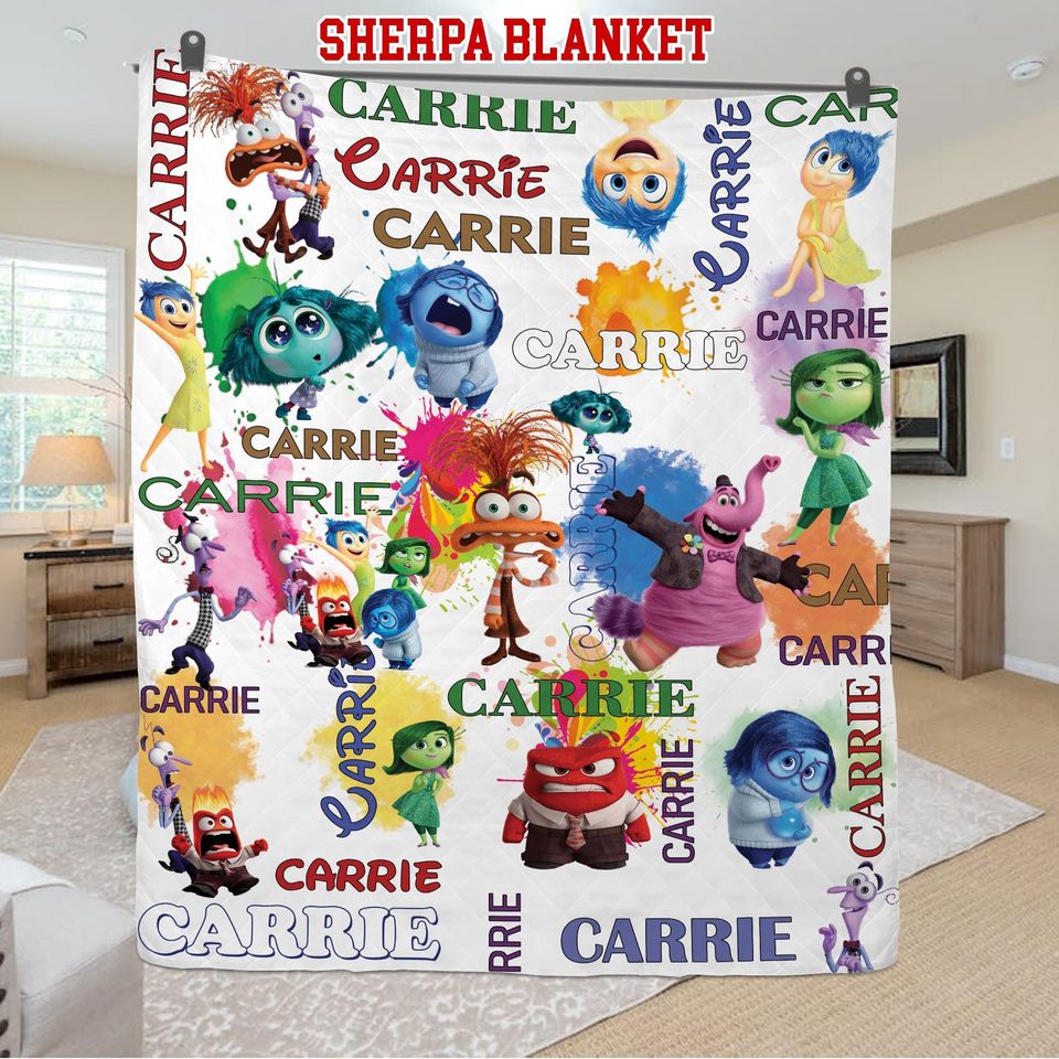 Personalized Inside Out 2 Blanket, Custom Name Blanket