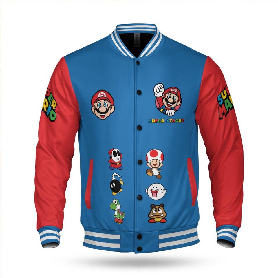Personalized Super Mario Baseball Varsity Jacket